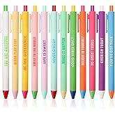 CAIGANS&CM 12 Pcs Motivational Retractable Ballpoint Pens with Positive Affirmations - Funny Inspirational Quote Pens for Office, School, Home (Bulk Gift for Staff, Teachers, Students)