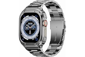 MioHHR Stainless Steel Band and Case Compatible with Apple Watch Band 49mm, Men Metal Protective Bumper Cover for iWatch Series Ultra 3/2/1, Space Gray