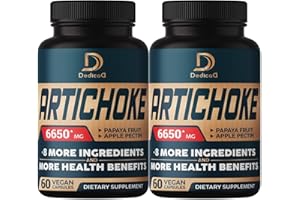 DEDICAD Artichoke Extract Capsules 6650mg 4-Month Supply - Support Digestion, Immune Health & Body Balance - Combined 9 Herbs Papaya, Apple Pectin, Ginger & More - Non-GMO 2 Packs 60 Capsules