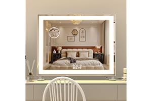 BEAUTME Vanity Mirror,48.5×40.5cm,Tabletop Makeup Mirror,Hollywood Mirror,LED Bedroom Mirror with Lights,Lighted Mirror, Alum