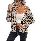 SHENHE Women's Leopard Cardigan Sweater V Neck Button Down Cheetah Print Soft Knit Cardigan