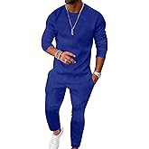 UOUA Mens 2 Piece Sweatsuits Set Long Sleeve Sweatshirt Jogging Sweatpants Tracksuits Outfits