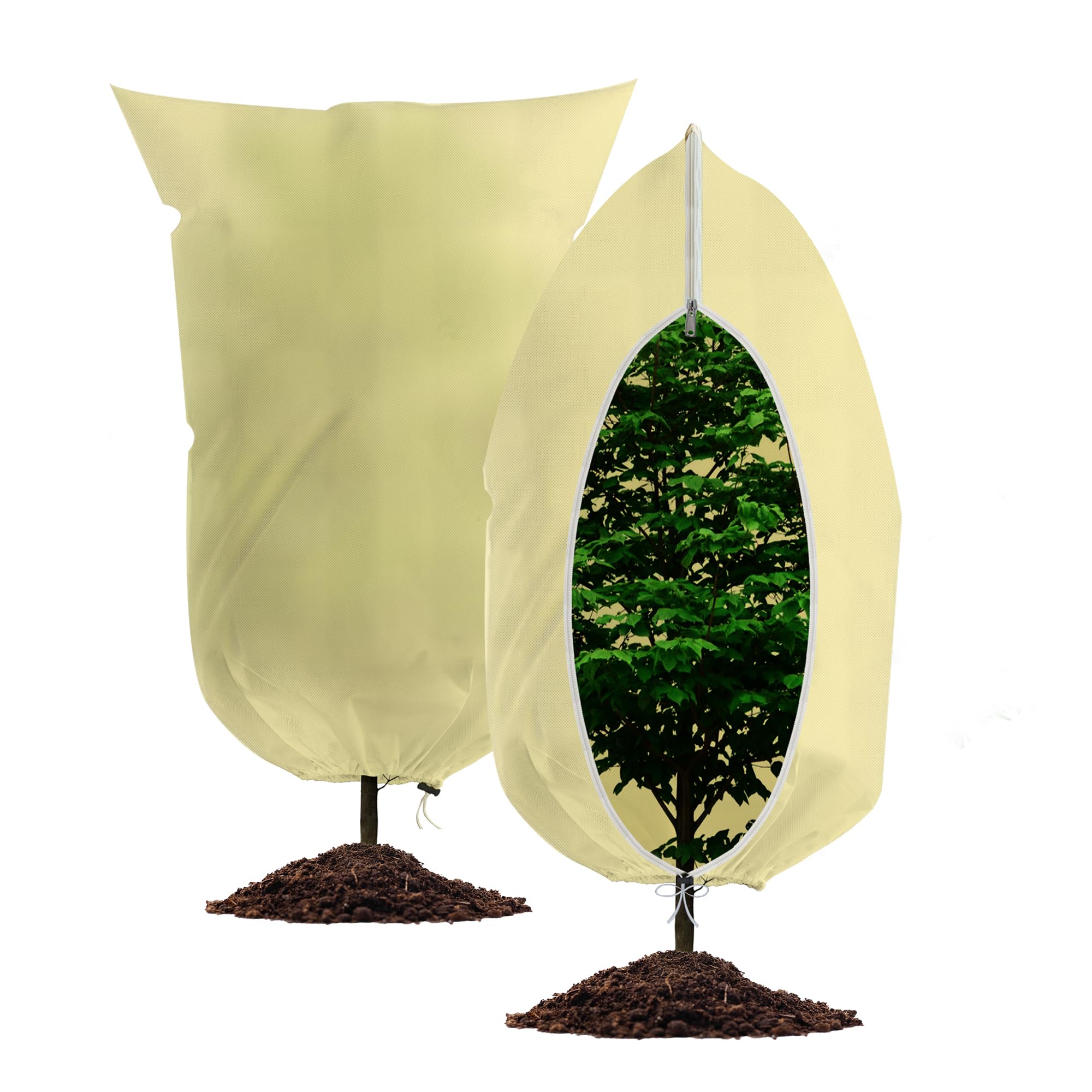 WISD Garden Fleece Frost Protection Bags - 80gsm Winter Plant Covers with Drawstring and Zipper - Plant Fleece Jacket for Outdoor Plants Trees Cold Weather (80 * 120cm,2 packs)