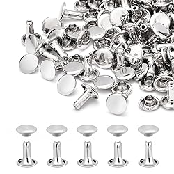 200Sets 8mm Round Double Caps Rivets, Leather