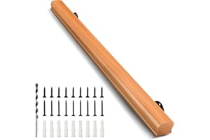 ACQUAN 3FT Solid Wood Stair Handrail for Indoor Stairs, Outdoors Stair Railings, Sturdy Wall Mounted Non-Slip Safety Design, Elderly-Friendly & Child-Safe, with Banister Hardware and Brackets