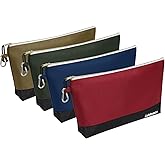 LeMotech Zipper Tool Bag, Stand-Up Tool Pouch with Carabiners,Utility Bag,Water Resistant Storage Bag,12x6.8-Inch Red/Brown/Blue/Olive 4 Pack