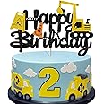 Glor Excavator Cake Topper, Construction Theme Birthday Decoration for Children, 6.7’’x4.49’’, Wood and Paper, 1 PCS