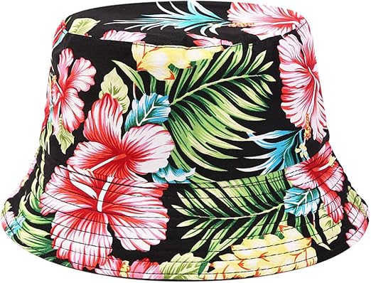 hawaiian floral print bucket hats