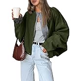 Trendy Queen Womens Faux Suede Bomber Jacket Fall Oversized Zip Up Cropped Jackets Winter Motorcycle Coat 2026