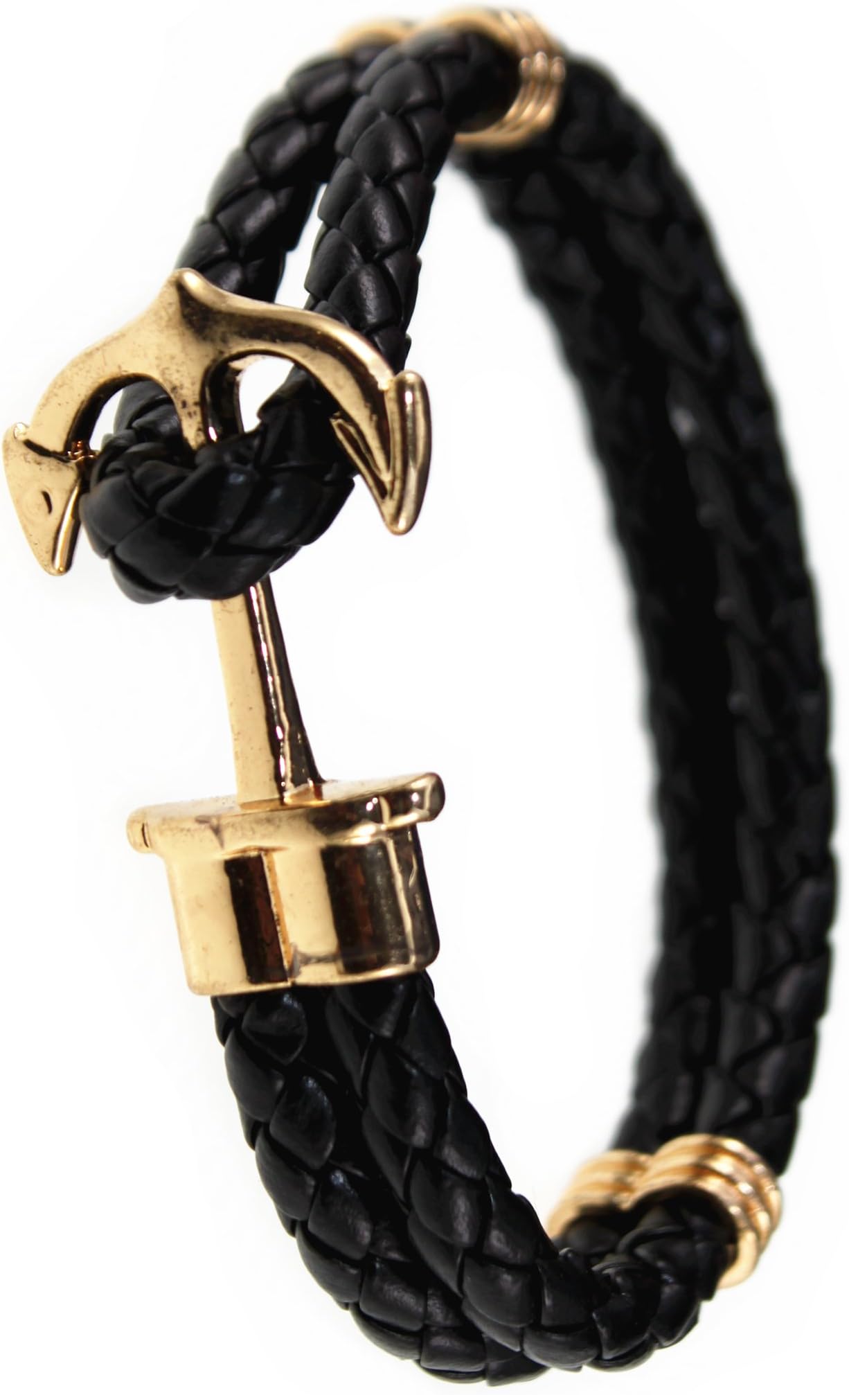DreamMarker Happiness Jewelry Unisex PU Leather Bracelet with Anchor Alloy Clasp 8.6 Inches Length
