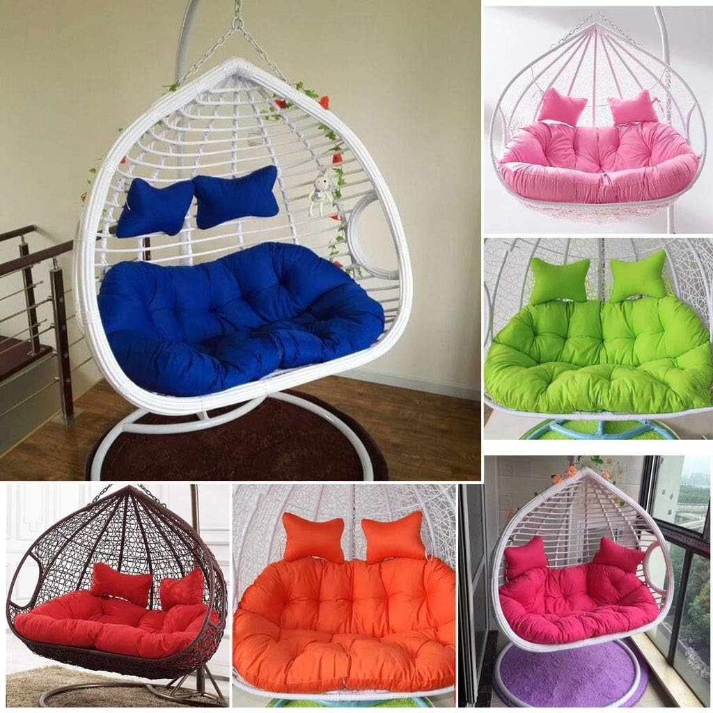 ZHAS Double Swing Chair Cushion Pads,Hanging Rattan Swing Patio Garden Chair Egg Cushion Indoor or Outdoor,Size:145x108cm(57 x 42.5 Inch) (Color : Blue)