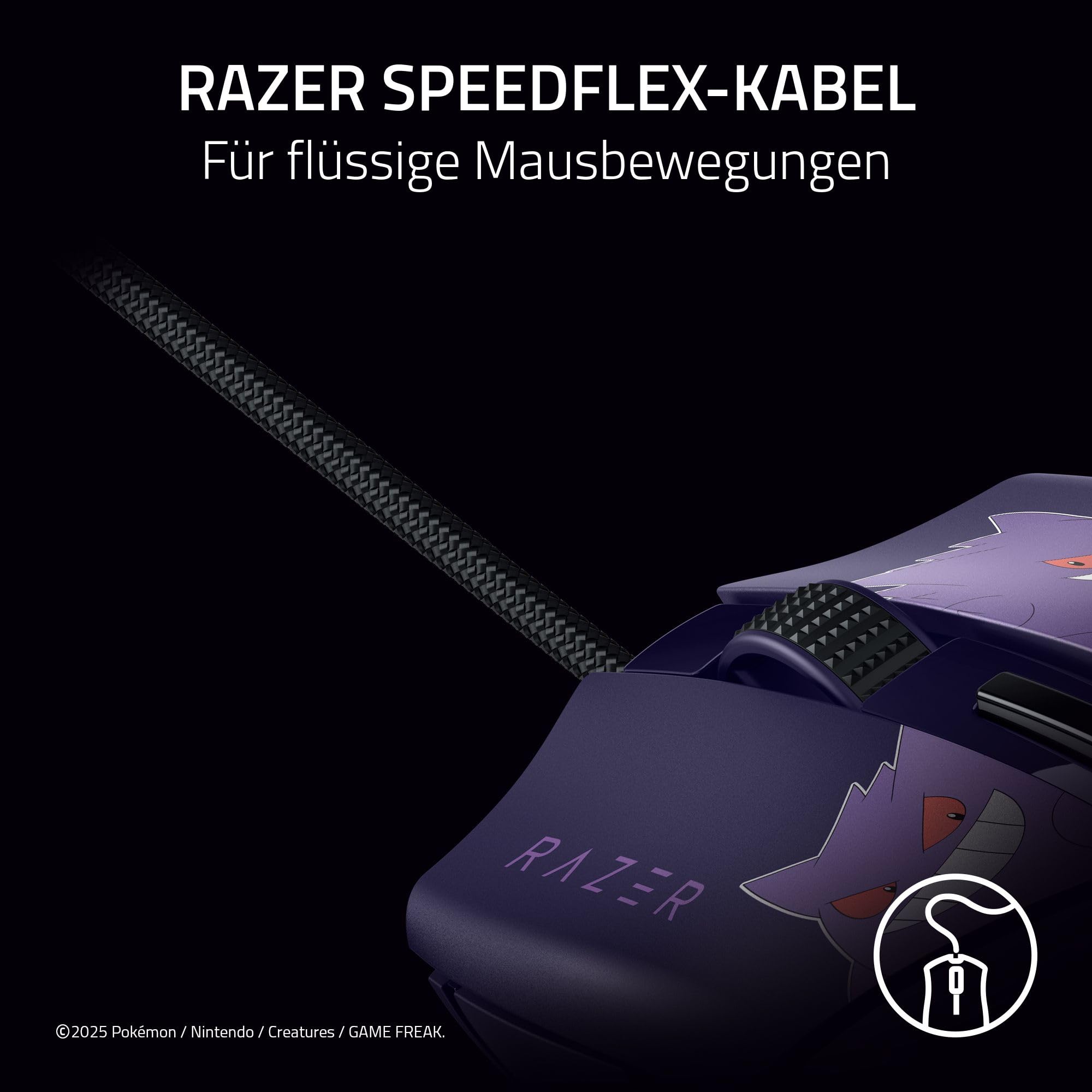 Razer Cobra Gengar Edition - Leichte kabelgebundene Gaming-Maus - 8500 DPI Sensor - 58g - optische Mausschalter 3th Gen - Chroma-Beleuchtung - Speedflex-Kabel - PC/MAC | Pokémon Gengar 7