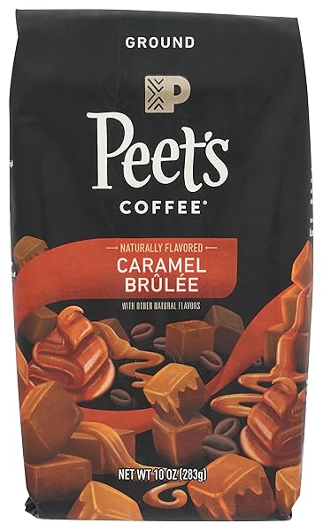 PEET’S COFFEE, CARAMEL BRULEE FLAVORED GROUND COFFEE, 10 OUNCE