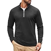 COOFANDY Men's Quarter Zip Pullover Mock Neck Quilted Sweatshirt Fleece Lightweight Casual Zipper Golf Shirts