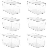 Vtopmart 6 Pack Clear Stackable Storage Bins with Lids and Handles, XLarge | BPA-free Plastic, Organize Vertically, For Pantry Kitchen Fridge Cabinet Closet Bathroom, Built to Last, Easy to Move