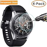 QIBOX Screen Protector Compatible Samsung Galaxy Watch 46MM, [4-Pack] Waterproof Tempered Glass Protector Protective Cover Saver Compatible Galaxy Watch 2018 Silver [Scratch Resistant/Full-Coverage]