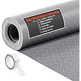 VEVOR Garage Floor Roll, 7.5 x 17 ft Garage Flooring Mat, 2.2 mm Thickened PVC Diamond Plate Floor Protector Mat with Double-Sided Tape, Non-Slip, Easy to Clean for Warehouse, Gyms,Silver Gray