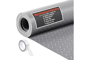 VEVOR Garage Floor Roll, 7.5 x 17 ft Garage Flooring Mat, 2.2 mm Thickened PVC Diamond Plate Floor Protector Mat with Double-