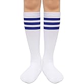 Henwarry Kids Over the Calf Tube Socks Classical Stripes Cotton Soft Athletic Socks for Boys Girls