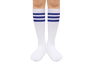 Henwarry Kids Toddler Soccer Socks Classical Stripes Cotton Soft Over the Calf Tube Socks for Boys Girls