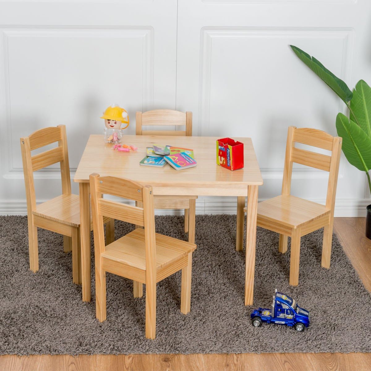 childrens pine table and chairs