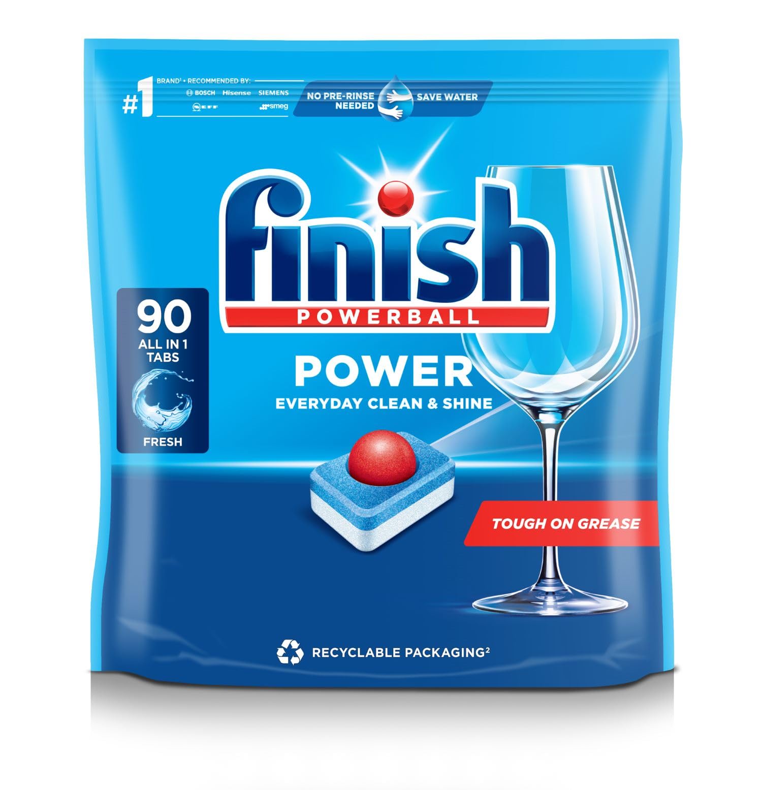 Finish Power Dishwasher Tablets, 90 Tabs, Fresh Scent, Everyday Clean and Shine