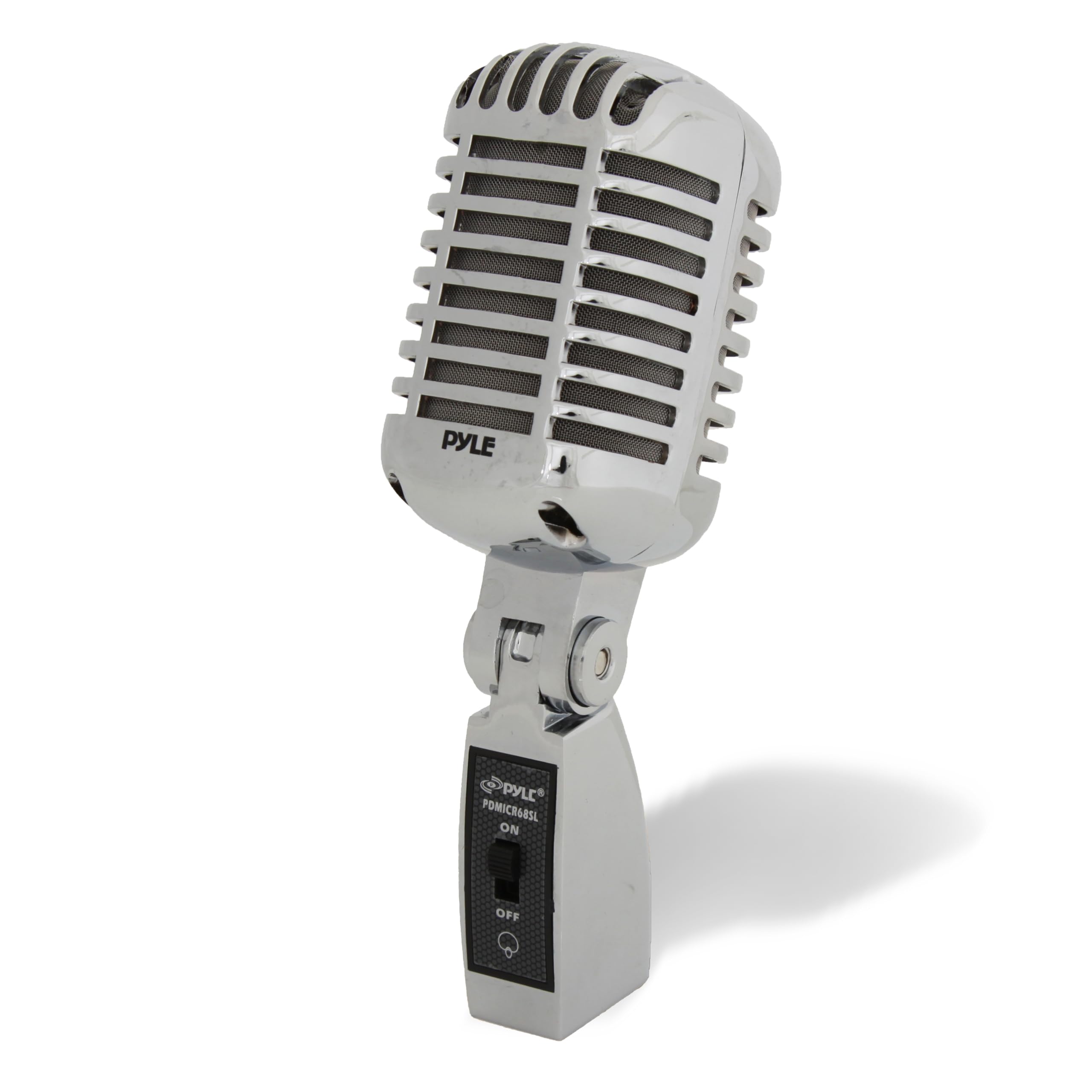 Pyle Retro Dynamic Microphone, Classic Vintage Style Vocal Microphones, Cardioid XLR Mic, Universal Stand Compatible, Wired Radio Mics, for Live Performance, Studio Recording, Podcast, Karaoke