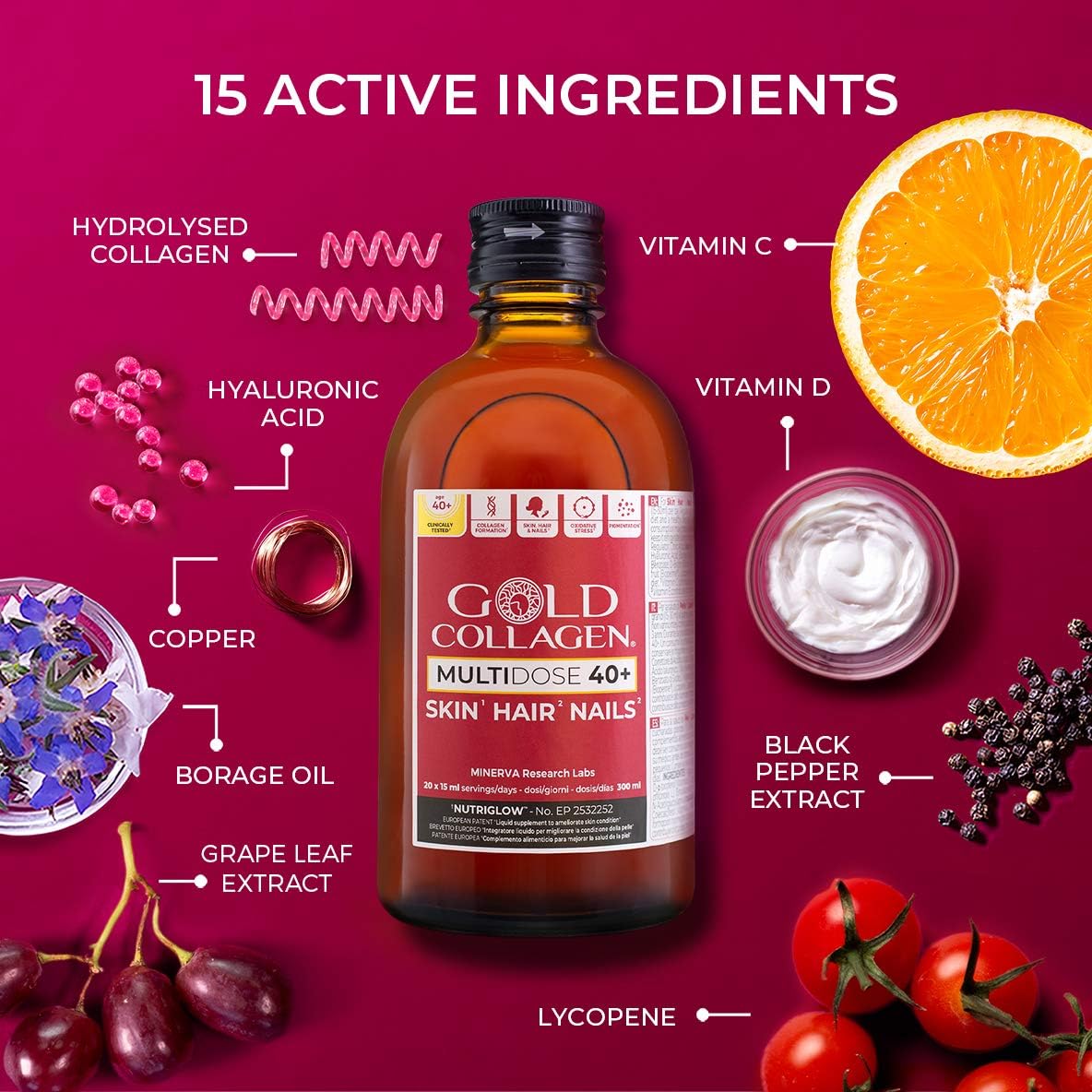 Gold Collagen Multidose 40+ | The #1 Liquid Collagen Peptides Supplement for Women Over 40 | Hydrolysed Marine Collagen Drink with Antioxidants, Hyaluronic Acid & Vitamins for Anti Ageing Support - Image 4
