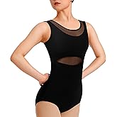 Sanmsoner Dance Leotard for Women Ballet Mesh Tank Gymnastics Dancewear,Chest Padded Lining