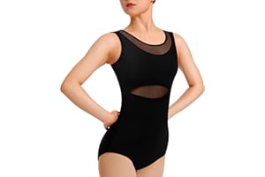 Sanmsoner Dance Leotard for Women Ballet Mesh Tank Gymnastics Dancewear,Chest Padded Lining