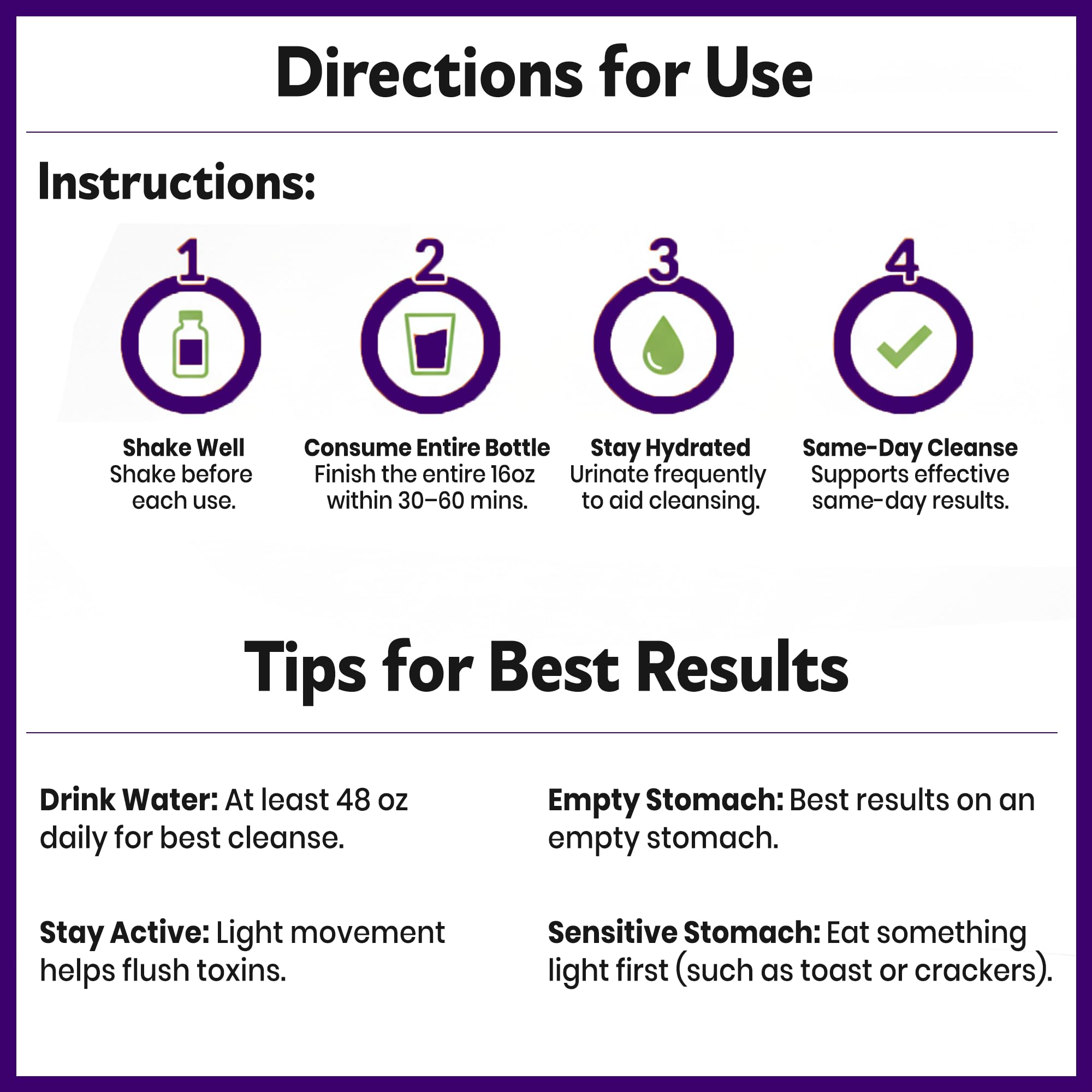 Herbal Clean Qcarbo16 Same-Day Detox Cleanse Drink (16 fl oz) - Grape Flavor Full Body Cleanse* Detox Drink for Moderate Toxin Level*, Vitamin B2 and Vitamin B12 for Men & Women