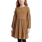 Jxstar Girls Long Sleeve Dresses Drop Shoulder Sleeve Ribbed Fall Winter Clothes