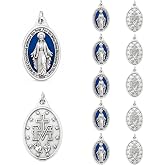 Rlcvecv 10 Pcs Virgin Mary Pendant,Mother Mary Charm for Rosary Necklace,Medalla De La Virgen Milagrosa Catholic Religious Medals for Men Women