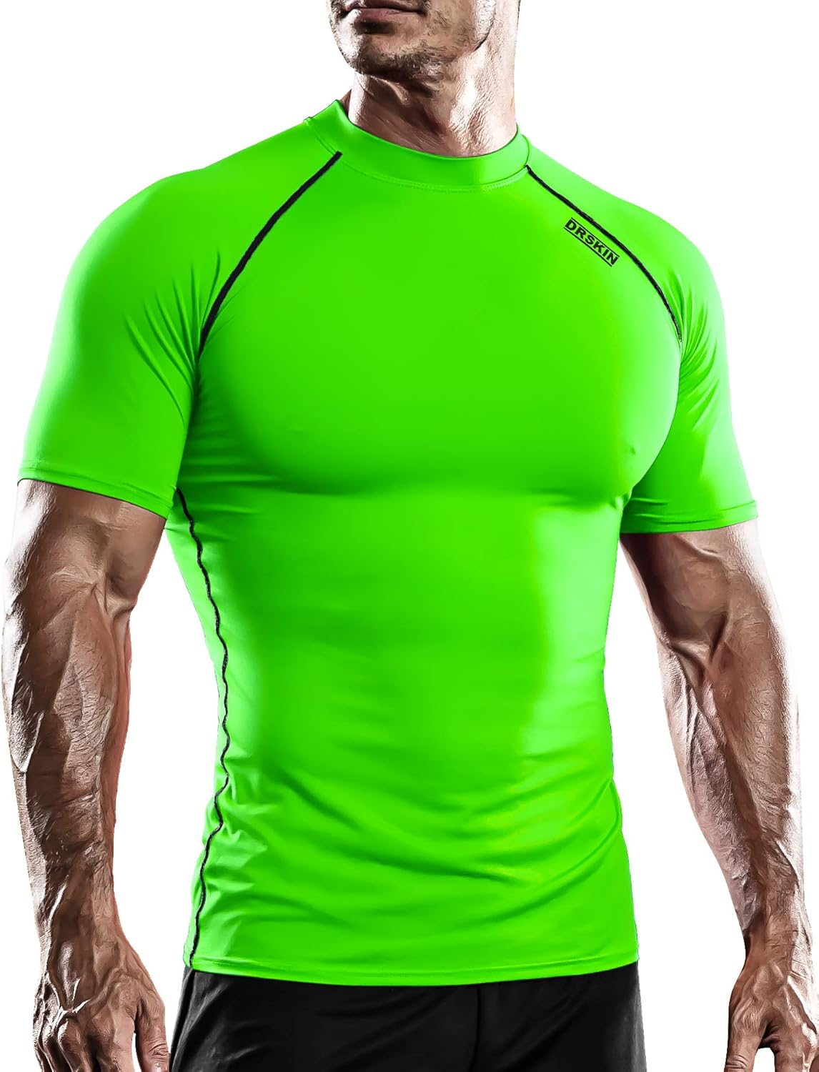 DRSKIN Mens Compression Cool Dry Sports Short Sleeve Shirt Baselayer T