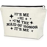 Sazuwu Maid of Honor Gifts for Wedding Day Makeup Bag Bridesmaid Proposal Gifts Bachelorette Party Accessories Cosmetic Bag Bridal Shower Gifts Funny Present Travel Pouch