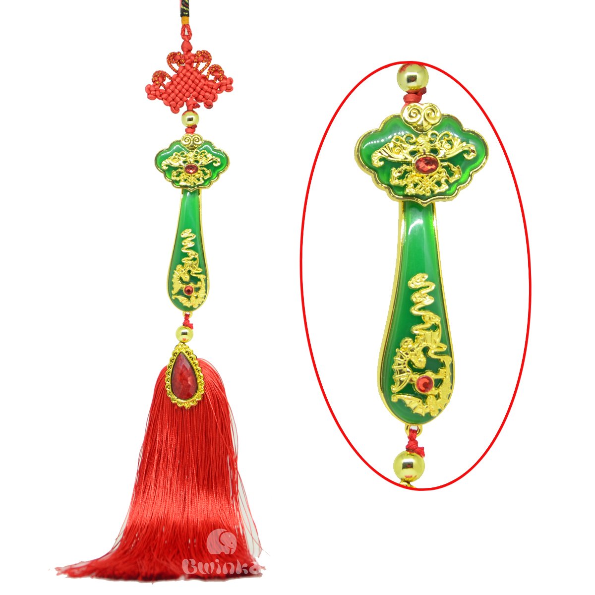 Bwinka Feng Shui RUYI Jewelry Home Decor with Red Chinese knot Fortune Tassels for Wealth Wishful Gift for Friends Families