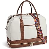 BOSTANTEN Weekender Bags for Women Leather Travel Duffel Overnight Bag Large Duffle with Shoe Compartment &Trolley Sleeve