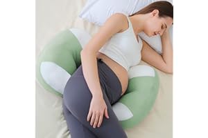 pobopobo Maternity Pillow for Pregnant Women - Pregnancy Pillow for Comfort & Support, Perfect for Side Sleeping, Back Pain Relief, Soft Maternity Pillows for Women (Green, Standard)