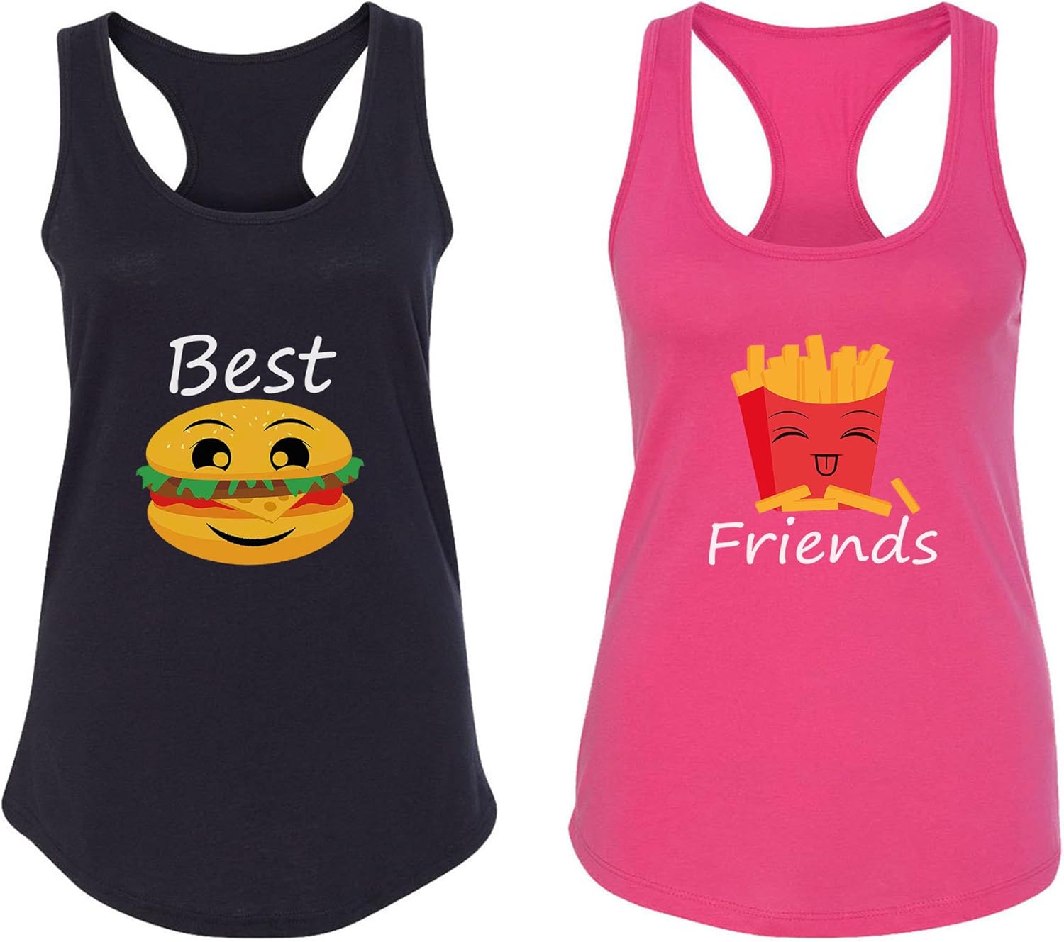 Burger and French Fries - Best Friend Tank Tops - Custom BFF Racerback for 2