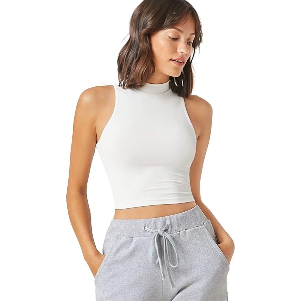 Sakkas 418131 Mock Neck Turtleneck Sleeveless Scuba Crop Top