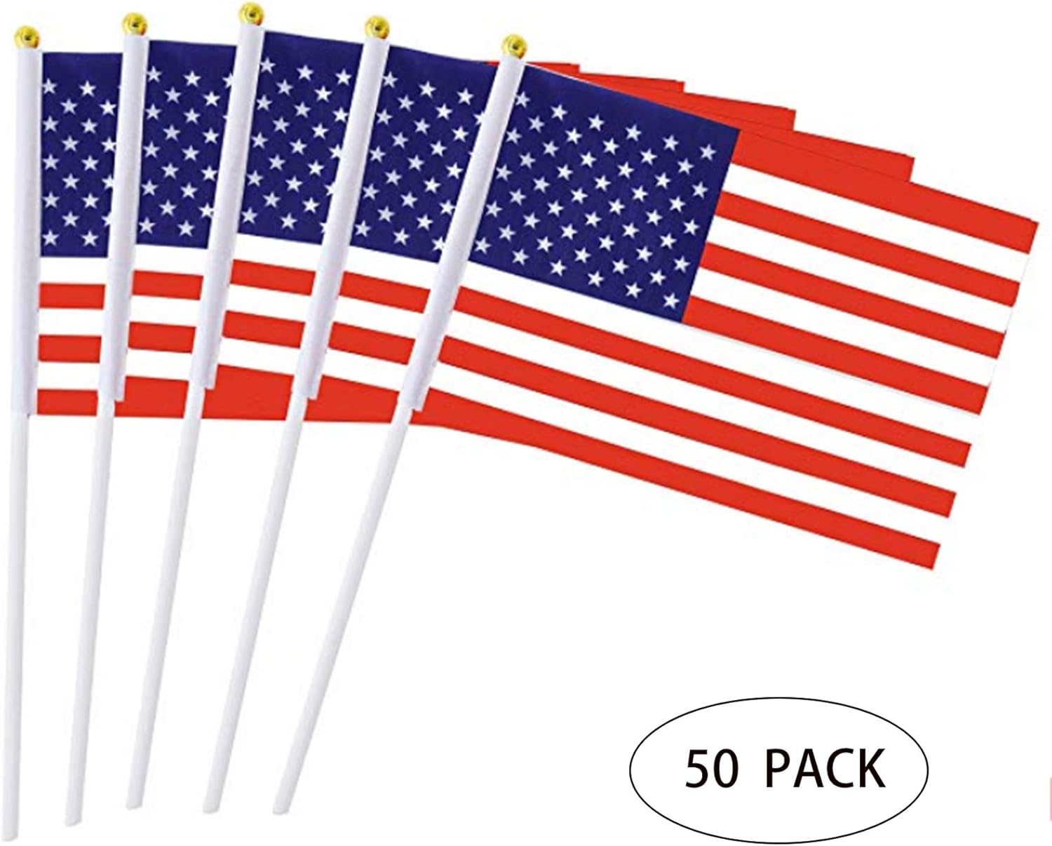 Dbuy 50 Pack USA Stick Flags, Hand Held Small American