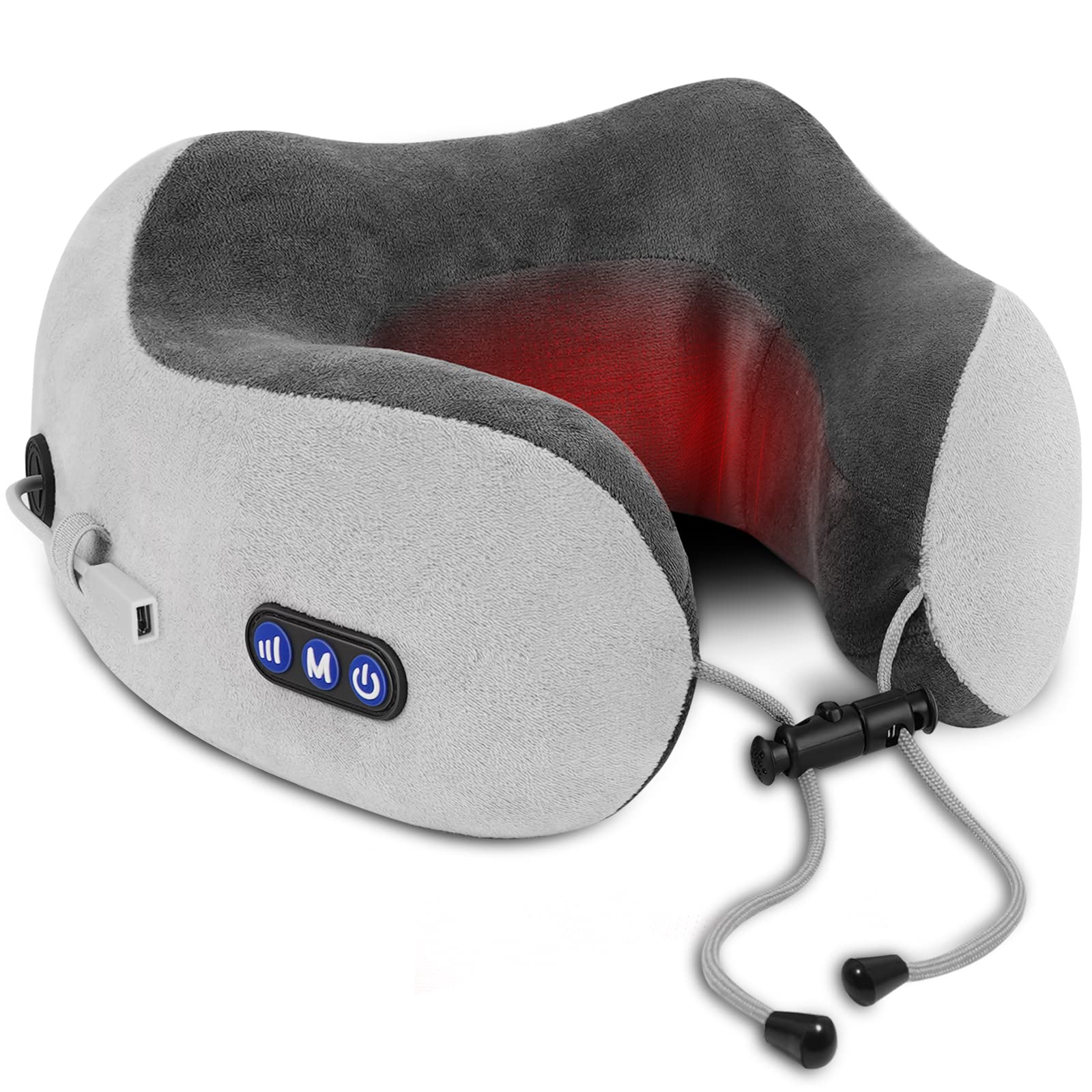 Photo 1 of XSWQDLQ Travel Neck Pillow/Electric Neck Massager with Heating, Memory Foam Pillow for Neck Pain Relief, Neck Support Pillow for Airplane, Car, Office, Gift (Grey)