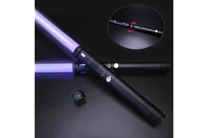 TAWBUTIAR 2 Pack Rechargeable Lightsabers with Connector, Metal Hilt Light Sabers, Durable PC Blade, USB Charging, Combine into Double Staff, 12 Colors LED, Sound Effects, Dueling Toys for Kids Adults, Gifts
