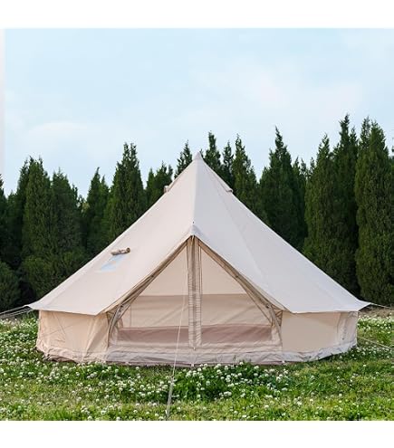 PlayDo 5M/16.4ft Waterproof Cotton Canvas Wall Tent Bell Yurt with Stove Flue Kit for 6-8 Person Camping Hiking Hunting Festival Party : Sports & Outdoors