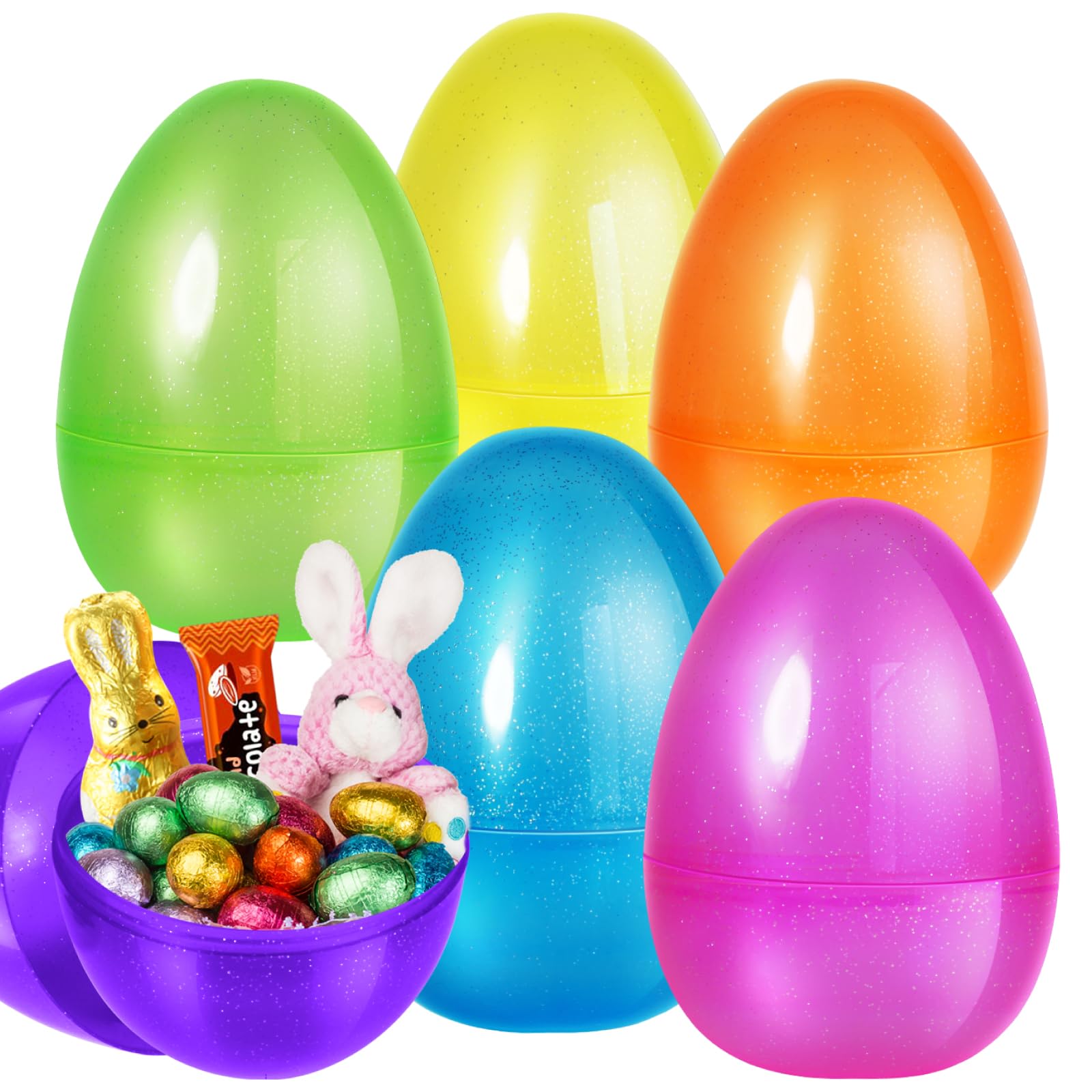 Photo 1 of SpringFlower 12 PCS Jumbo Easter Eggs, 10" Large Plastic Easter Eggs for Easter Egg Hunt, Empty Easter Eggs for Filling Treats, Basket Stuffers Fillers, Easter Theme Party Favor