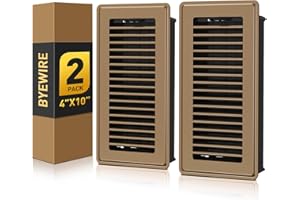 BYEWIRE Floor Register 4x10, Adjustable Floor Vent Covers for Home Floor, Wall, Heavy Duty Walkable Steel Floor Vents, Rust-Proof Register Vent Cover, Air Vents 2 Pack Value Set, Brown