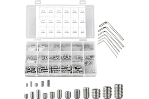 261PCS Hex Allen Head Socket Set Screw, KWOKWEI Grub Screw Set M2 M3 M4 M5 M6 M8 304 Stainless Steel Internal Hex Drive Headless Set Screw Assortment Kit for Door Handle, Bathroom, Garage
