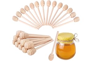 CJFOCUS 50 PCS Wooden Honey Dipper Sticks 6 Inch, Individually Wrapped Mini Honeycomb Honey Stirrer Stick For Honey Jar Dispense Drizzle Honey and Wedding Party Favors Gift