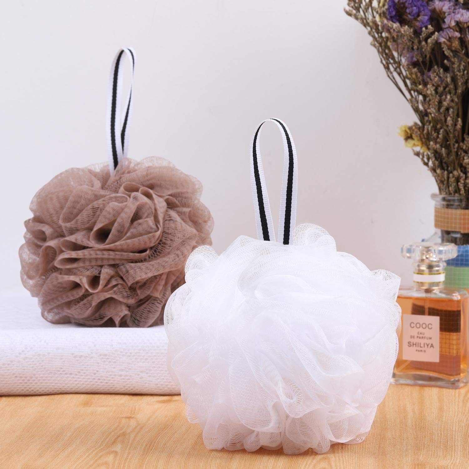 Bath Shower Loofah Sponge Pouf Body Scrubber Exfoliator (Set of 6): Beauty