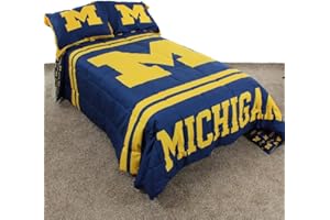 College Covers Everything Comfy Michigan Wolverines Reversible Big Logo Soft and Colorful Comforter, Twin